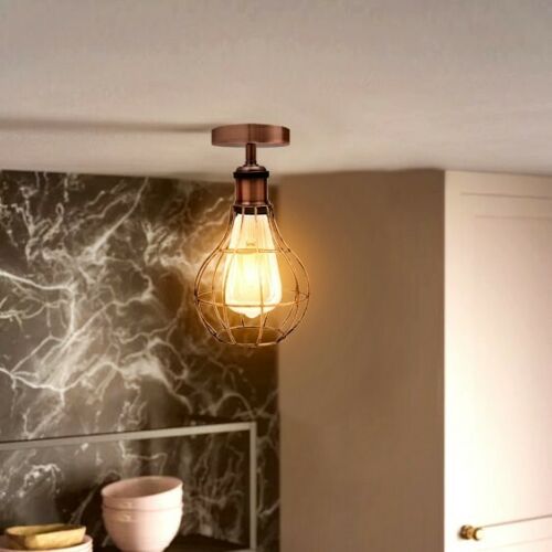 Vintage Industrial Flush Mount Ceiling Lamp Fittings~3666-0